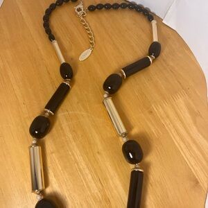 Chico’s Black And Gold 36 Inch Statement Necklace